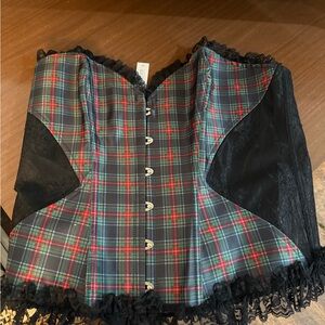 Adore Me Woman’s Tartan Corset Top with Lace Trim